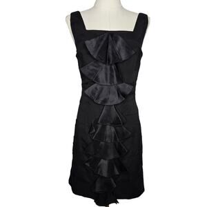 Alice + Olivia Womens Silk Ruffle Black Mini Dress Sz 4 Whimsigoth Fairy Grunge